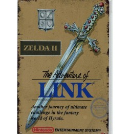 Plaque métal décorative Jeu Nintendo NES : ZELDA 2 THE ADVENTURE OF LINK 20cm x 30cm