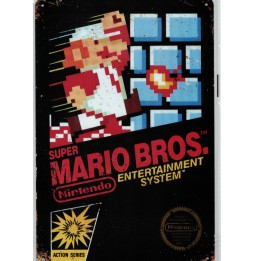 Plaque métal décorative Jeu Nintendo NES : SUPER MARIO BROS 20cm x 30cm