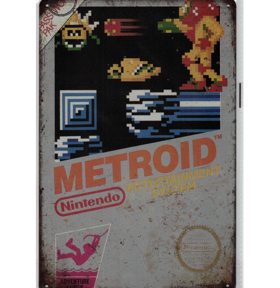 Plaque métal décorative Jeu Nintendo NES : METROID PRIME 20cm x 30cm