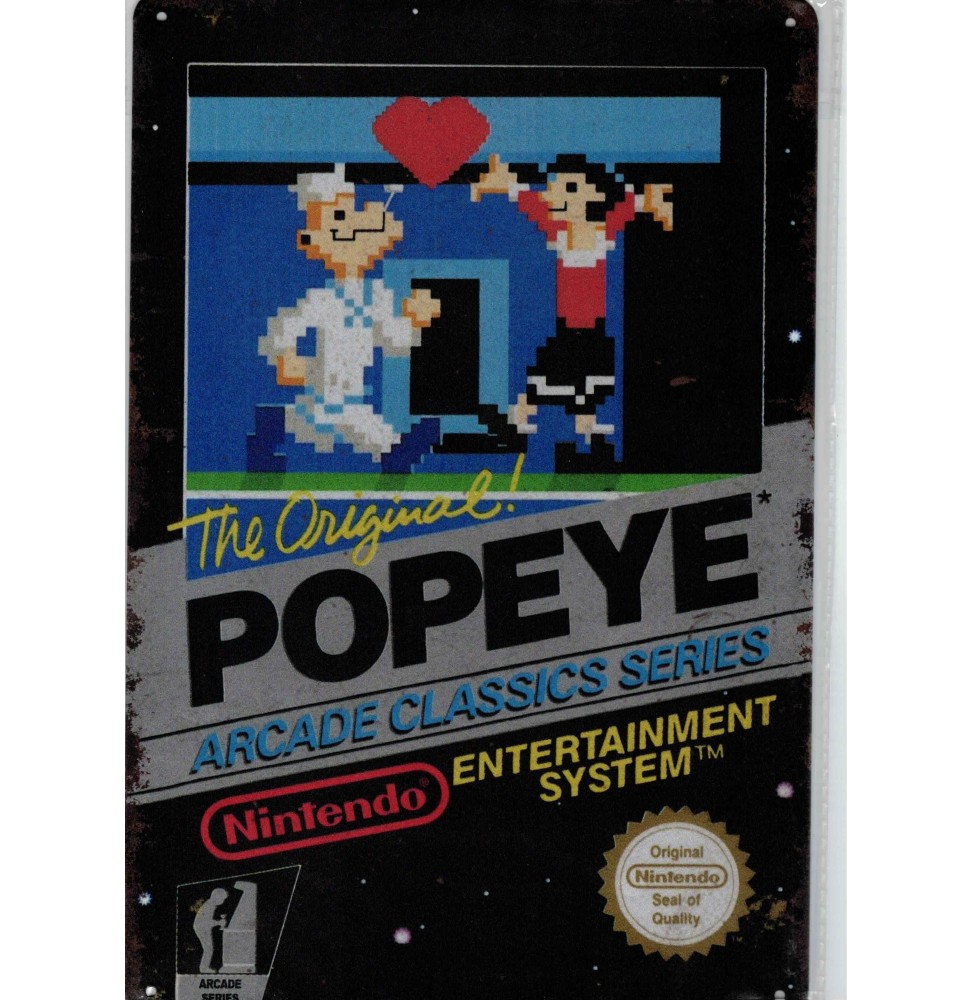 Plaque métal décorative Jeu Nintendo NES : POPEYE 20cm x 30cm