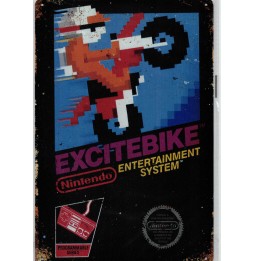 Plaque métal décorative Jeu Nintendo NES : EXCITEBIKE 20cm x 30cm