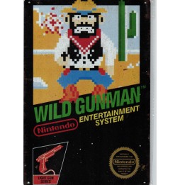 Plaque métal décorative Jeu Nintendo NES : WILD GUNMAN 20cm x 30cm